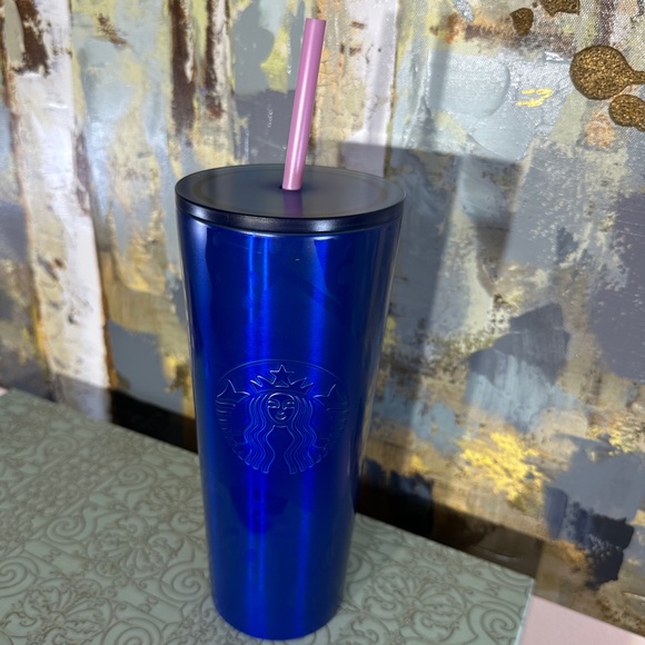Starbucks Cobalt Blue Monstera Leaf Stainless Steel Tumbler - Picture 4 of 4